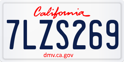 CA license plate 7LZS269