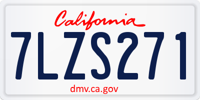 CA license plate 7LZS271
