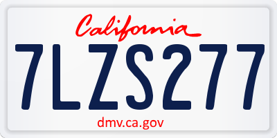 CA license plate 7LZS277