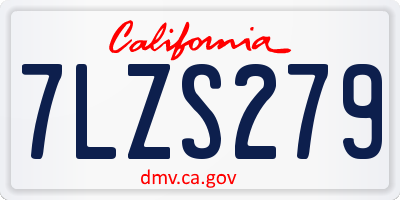CA license plate 7LZS279