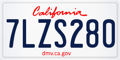 CA license plate 7LZS280