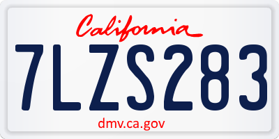 CA license plate 7LZS283