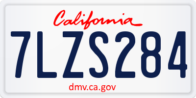 CA license plate 7LZS284