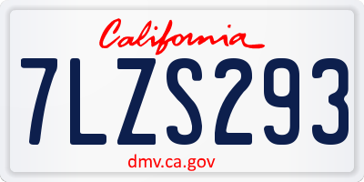 CA license plate 7LZS293