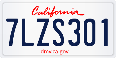 CA license plate 7LZS301