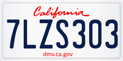 CA license plate 7LZS303