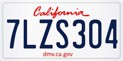 CA license plate 7LZS304