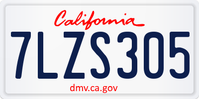 CA license plate 7LZS305