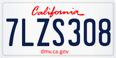 CA license plate 7LZS308