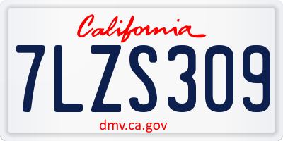 CA license plate 7LZS309