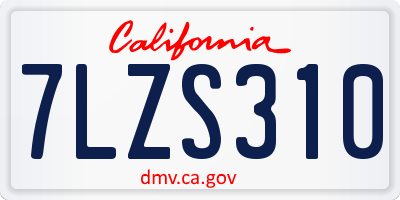 CA license plate 7LZS310