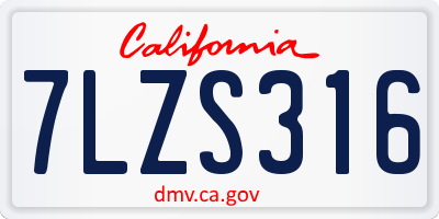 CA license plate 7LZS316