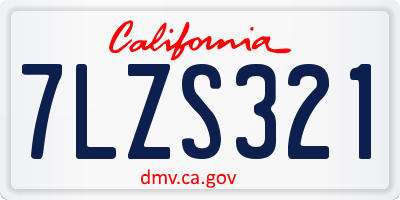 CA license plate 7LZS321