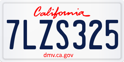 CA license plate 7LZS325