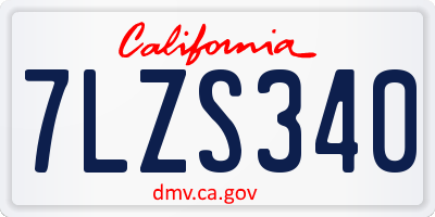 CA license plate 7LZS340