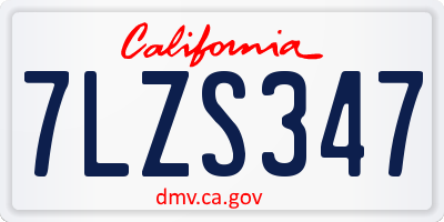 CA license plate 7LZS347