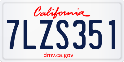 CA license plate 7LZS351