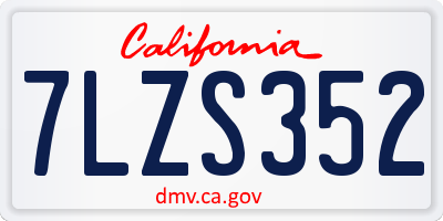 CA license plate 7LZS352