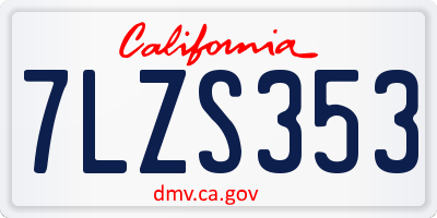 CA license plate 7LZS353