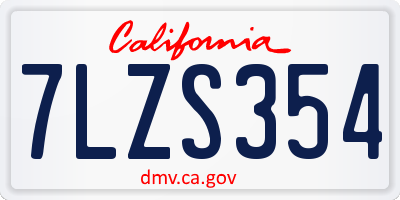 CA license plate 7LZS354