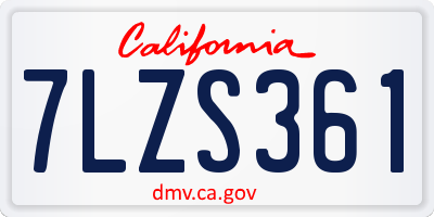 CA license plate 7LZS361