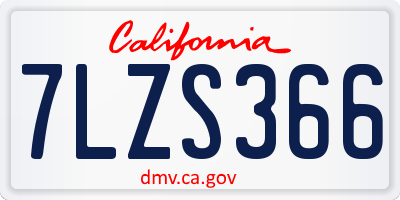 CA license plate 7LZS366