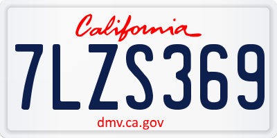CA license plate 7LZS369