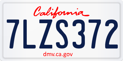 CA license plate 7LZS372