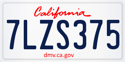 CA license plate 7LZS375