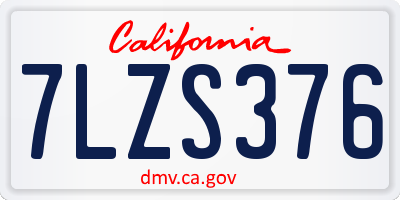 CA license plate 7LZS376