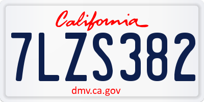 CA license plate 7LZS382