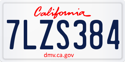 CA license plate 7LZS384