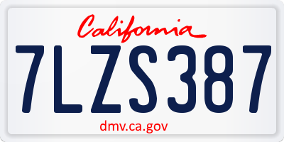 CA license plate 7LZS387