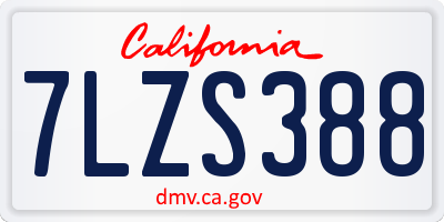 CA license plate 7LZS388