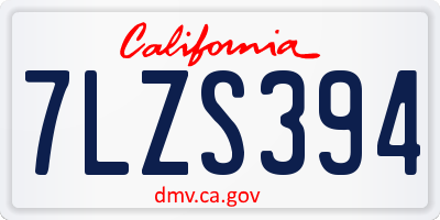 CA license plate 7LZS394