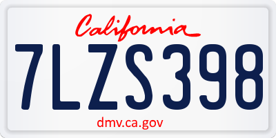 CA license plate 7LZS398