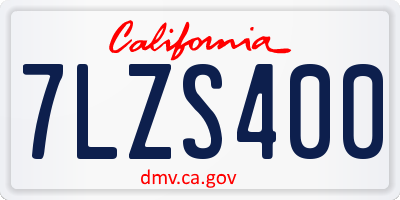 CA license plate 7LZS400