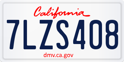 CA license plate 7LZS408