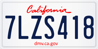 CA license plate 7LZS418