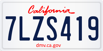 CA license plate 7LZS419