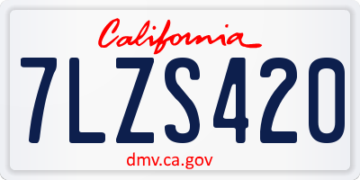 CA license plate 7LZS420