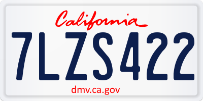 CA license plate 7LZS422