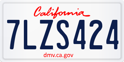 CA license plate 7LZS424