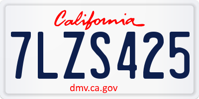CA license plate 7LZS425