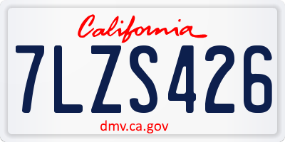 CA license plate 7LZS426