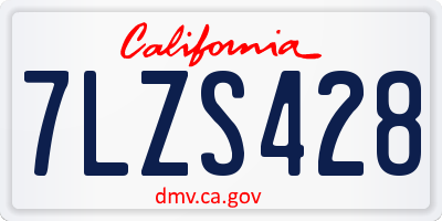 CA license plate 7LZS428