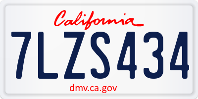 CA license plate 7LZS434
