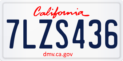 CA license plate 7LZS436