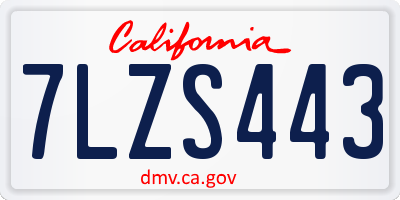 CA license plate 7LZS443