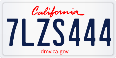 CA license plate 7LZS444